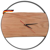 WANDUHR groß Holz PHIL HANDGEFERTIGT 43 cm ⌀ Eiche Geräuschlos - Braun, Holz (43/43/4cm) - DELUKE