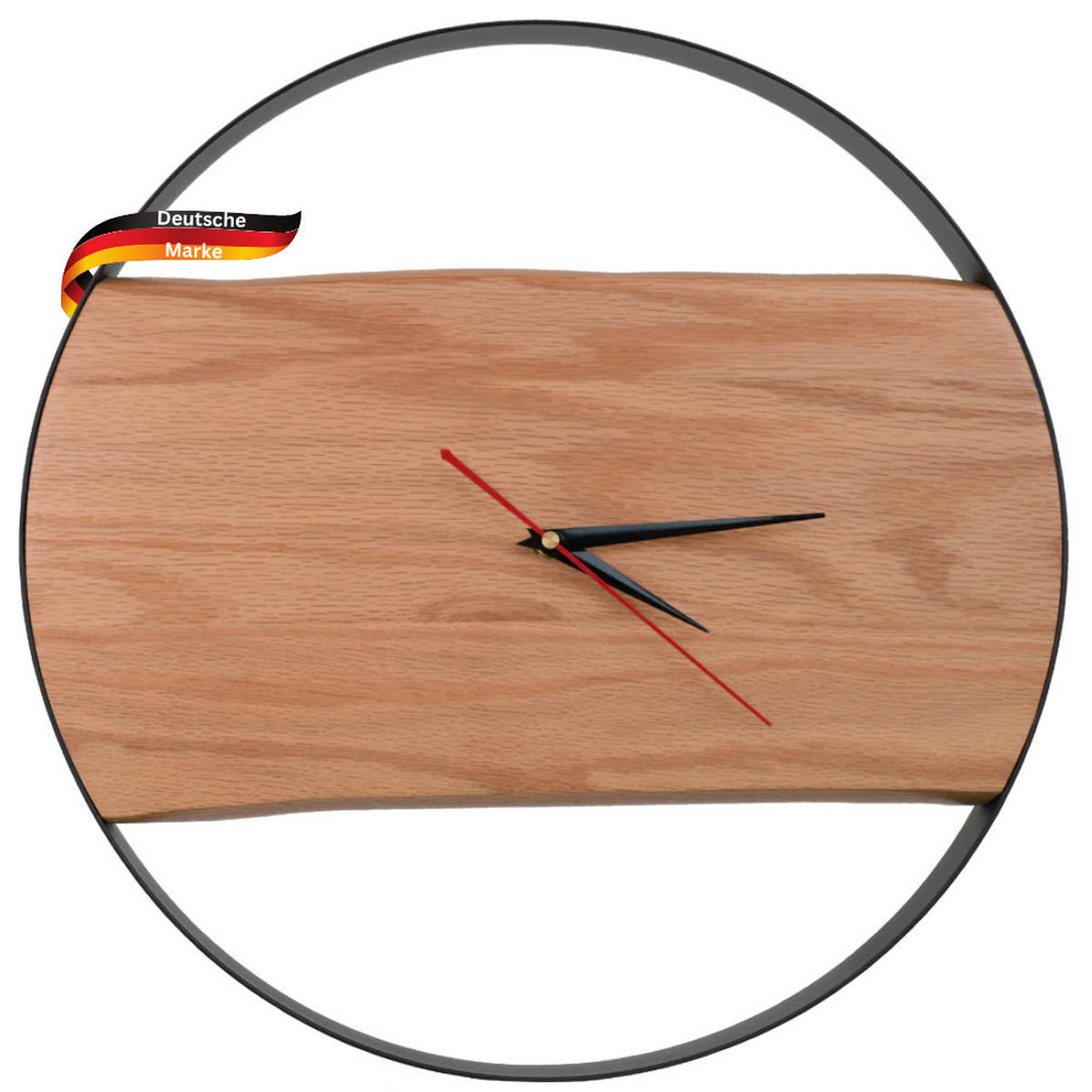 WANDUHR groß Holz PHIL HANDGEFERTIGT 43 cm ⌀ Eiche Geräuschlos - Braun, Holz (43/43/4cm) - DELUKE