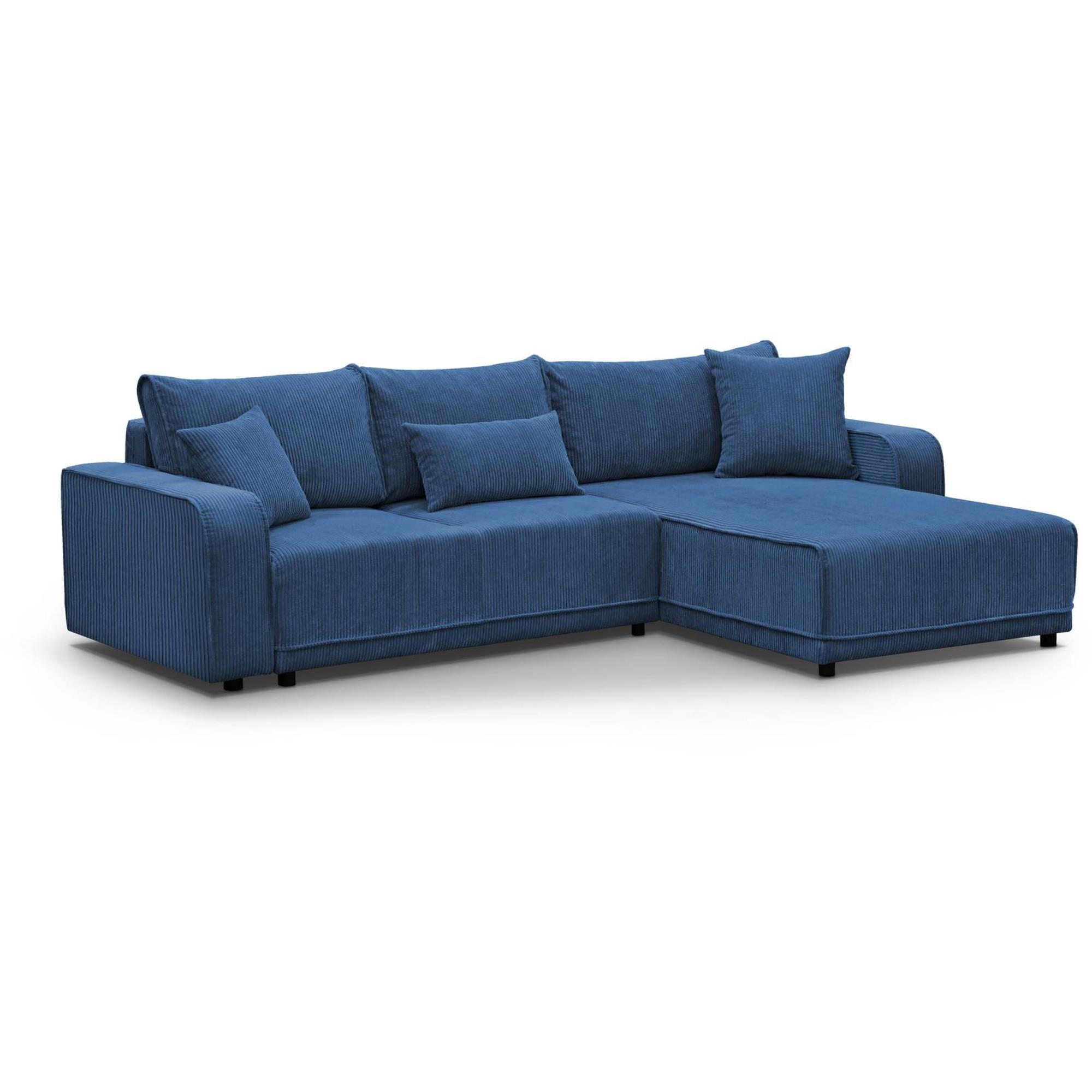 Beautysofa Eckschlafsofa Dunkelblau 290x185 cm