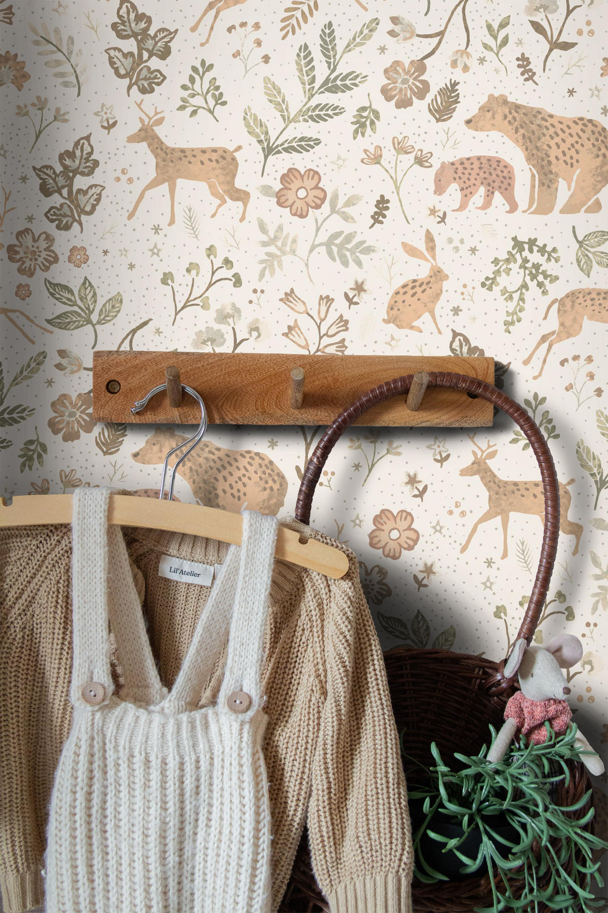 TAPETE Wald mit Waldtieren 53 cm x 10.05 m - Beige, Papier (53/0.1cm) - ESTAhome