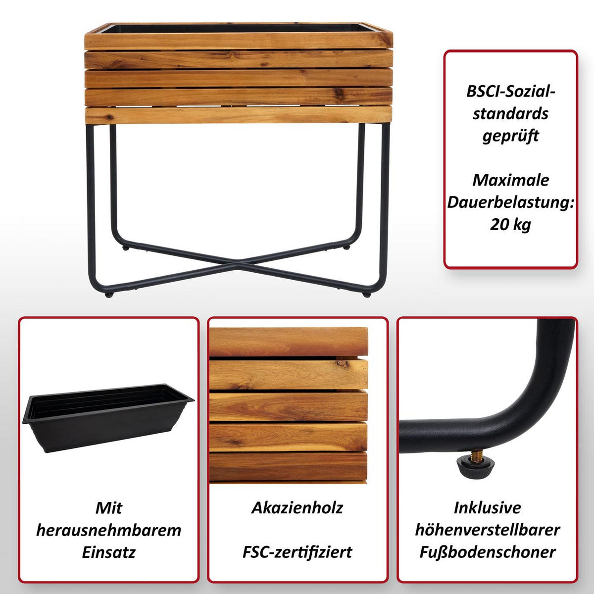 PFLANZKASTEN Braun - Braun, Holz (62/60/22cm) - MCW