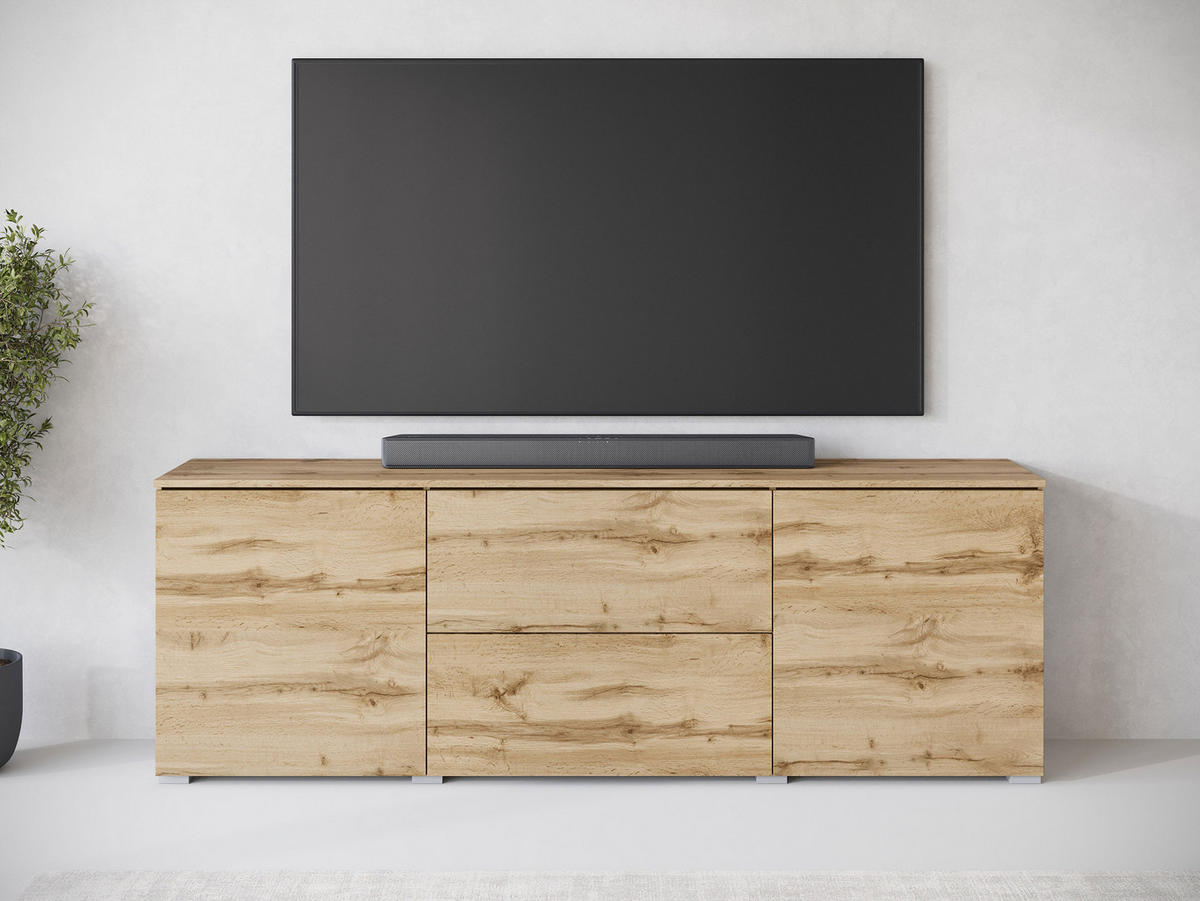 TV-LOWBOARD Vera 180 - Silberfarben/Eiche Wotan, Holzwerkstoff/Kunststoff (180/62/35cm) - MIRJAN24