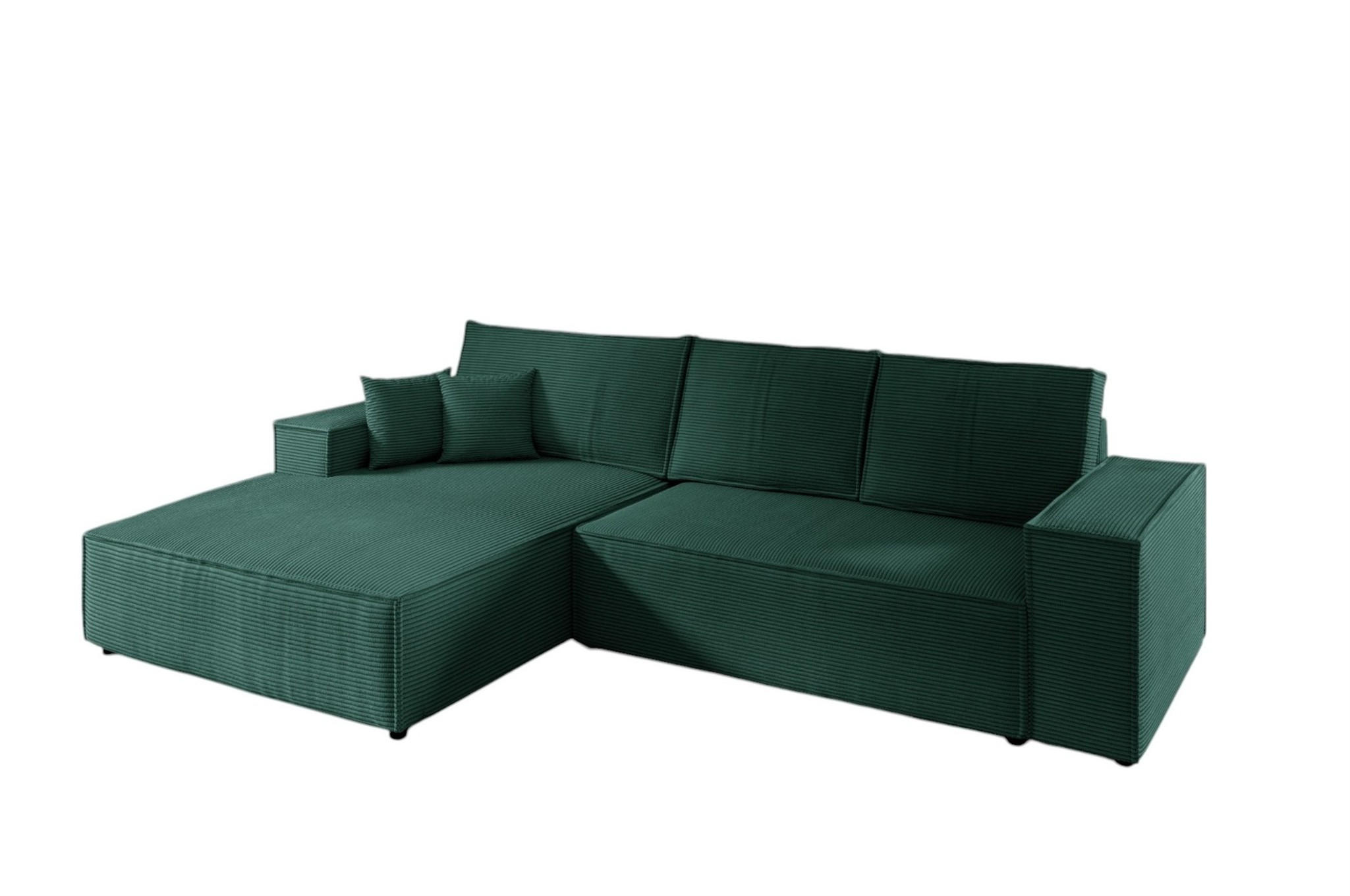 ECKSOFA Corunia In Poso - Grün, Holzwerkstoff/Textil (294/185cm) - Fun Möbel