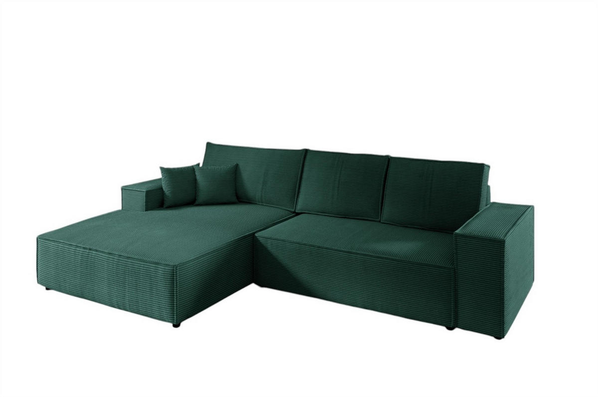 ECKSOFA Corunia In Poso - Grün, Holzwerkstoff/Textil (294/185cm) - Fun Möbel
