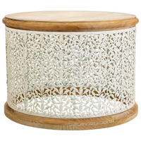 COUCHTISCH aus weißem Holz und Metall, 64x64x47 cm - Weiß, Holz (63.5/63.5/46.5cm) - Wanderlust