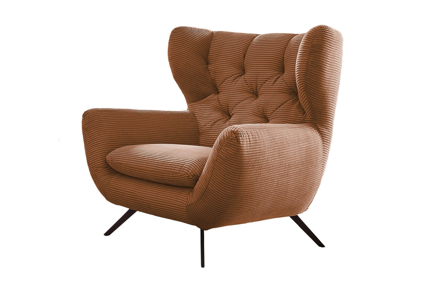 SESSEL CHARME Braun Cord - Schwarz/Braun, Textil/Metall (100/106/95cm) - KAWOLA