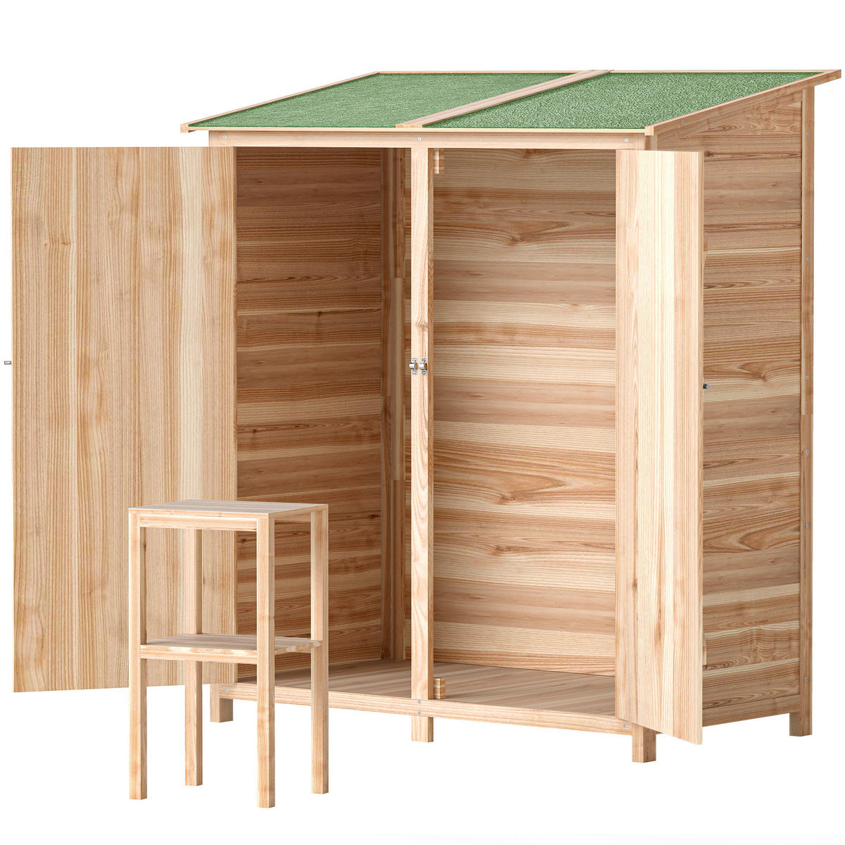 GERÄTESCHUPPEN DE-17595 mit Tisch und Bitumendach Naturholz - Naturfarben, Holz (140/157/75cm) - ComfortXL