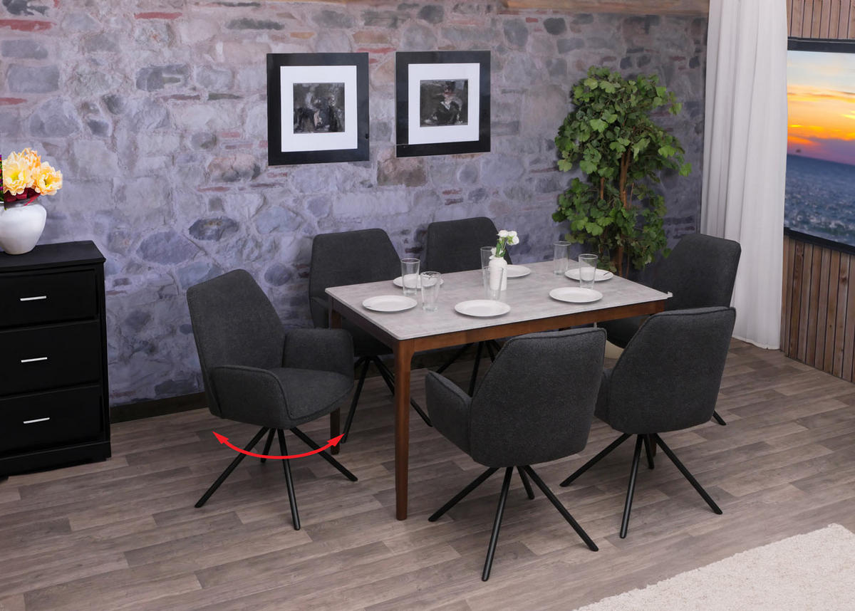 ESSZIMMERSTUHL Grau 6er-Set - Grau, Textil (60/86/60cm) - MCW