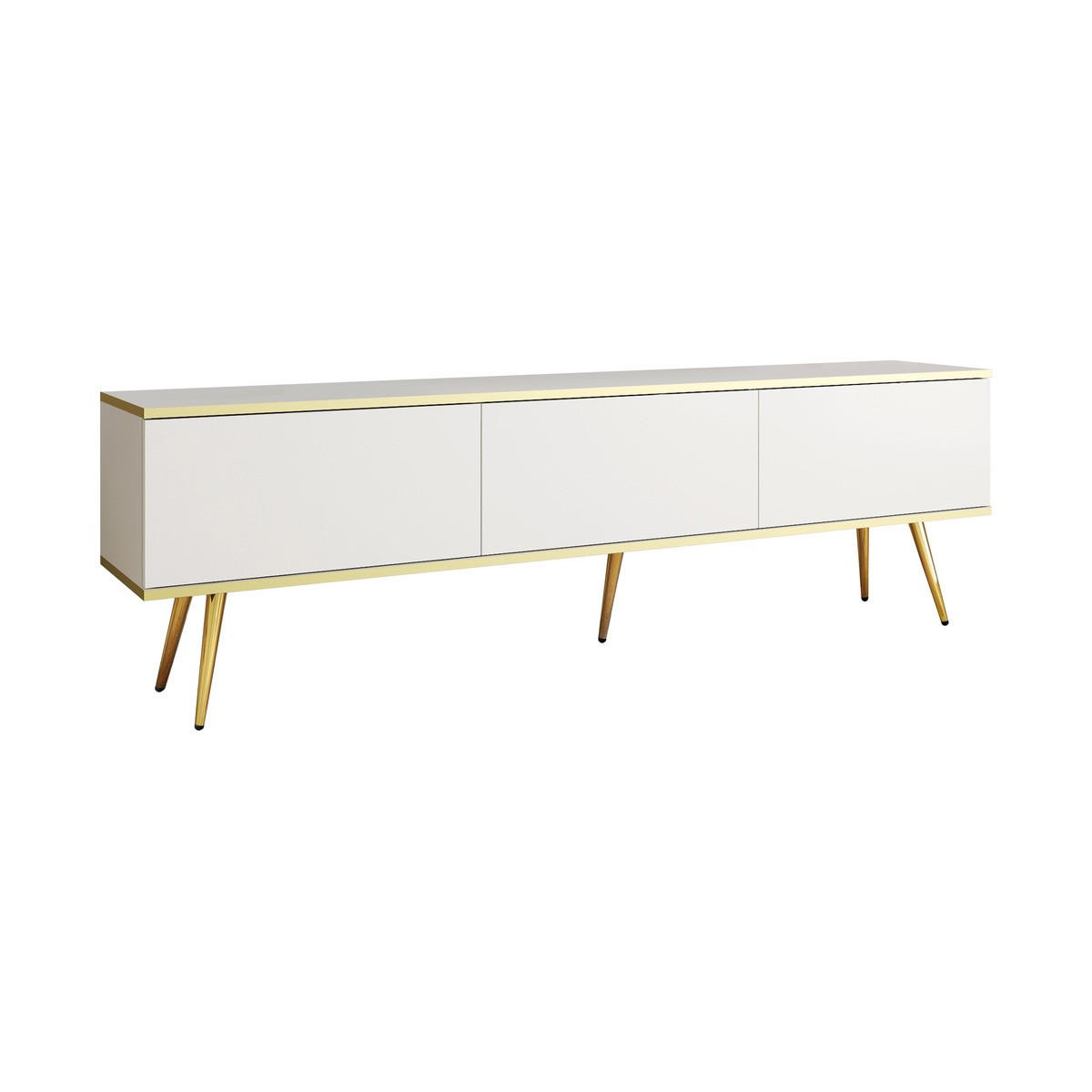 LOWBOARD – 175 cm – Oro – Mit Füßen – TV-GEN0304 - Weiß, Holzwerkstoff (175/30/32cm) - hi-markt
