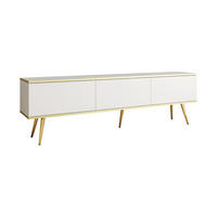 LOWBOARD – 175 cm – Oro – Mit Füßen – TV-GEN0304 - Weiß, Holzwerkstoff (175/30/32cm) - hi-markt