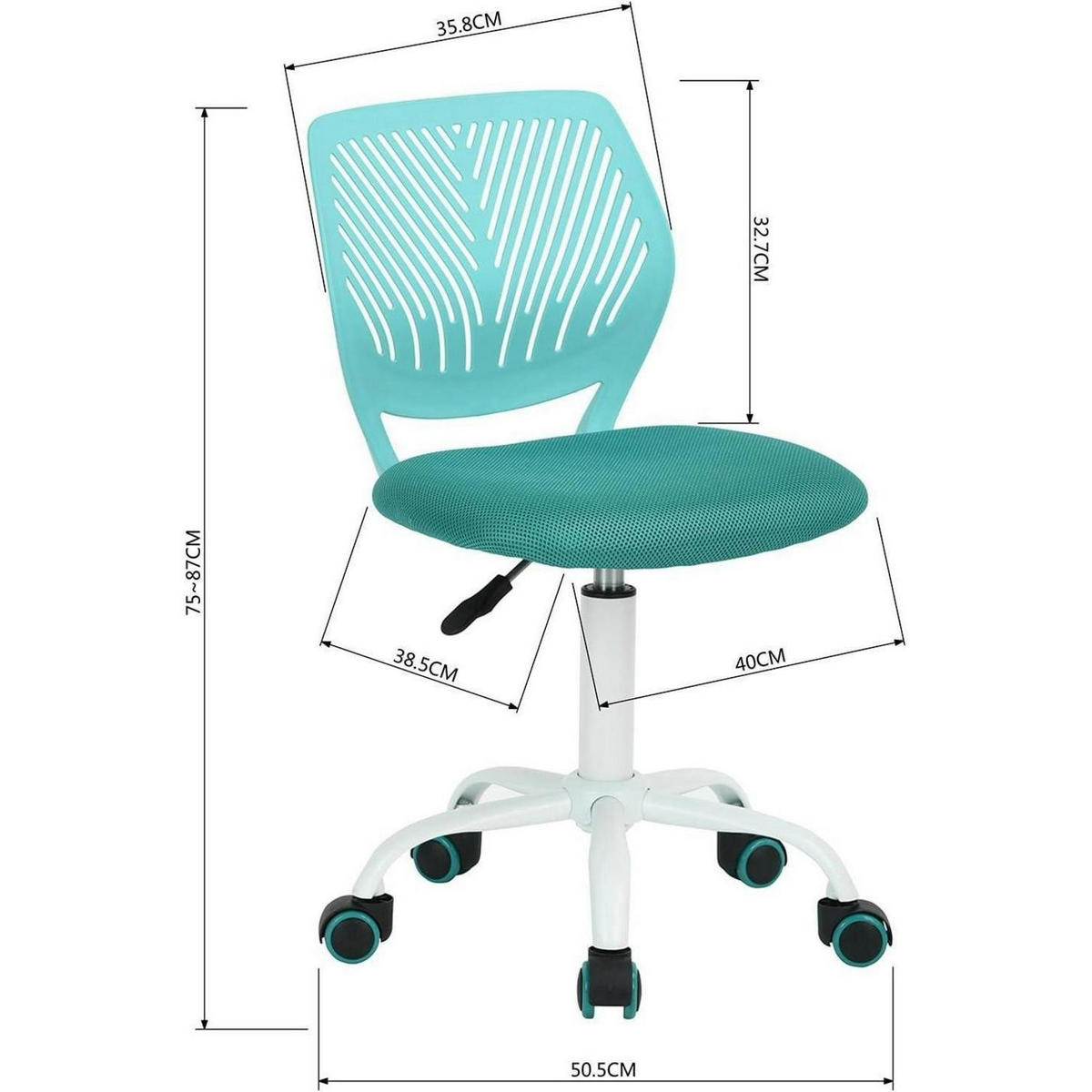 BÜROSTUHL 2er Set Türkis Verstellbar Ergonomisch - Türkis, Textil (38.5/75/40cm)