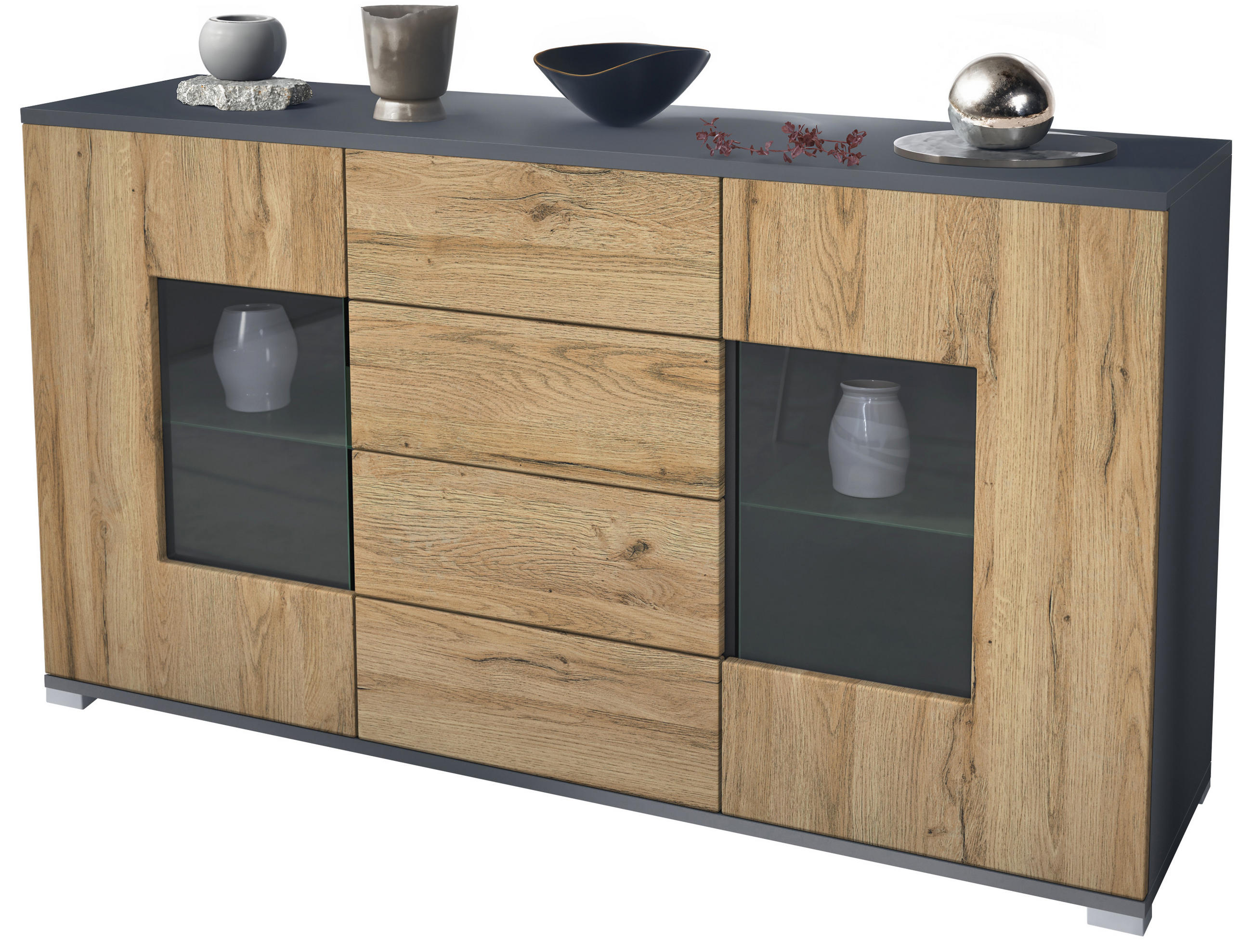 SIDEBOARD Grömitz Eiche Natur - Eichefarben, Holzwerkstoff (138.5/75.5/35cm) - Vladon
