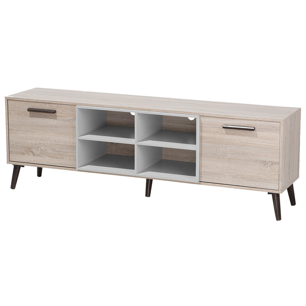 TV-MÖBEL Hellbraun, Grau, Dunkelbraun BILLINGS 40/180/60 cm - Hellbraun, Holzwerkstoff (180/60/40cm) - Beliani