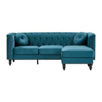 SOFA ohne Schlafmöglichkeit - 4 Personen - Samt, Stoff - Blaugrün - - Grün, Textil (222/78/144cm) - Vente-Unique
