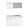 KÜCHENZEILE R-Line Weiß Hochglanz/Weiß 140 cm, AP Eiche - Weiß Hochglanz/Weiß, Holzwerkstoff (140/81.6/60cm) - Vicco