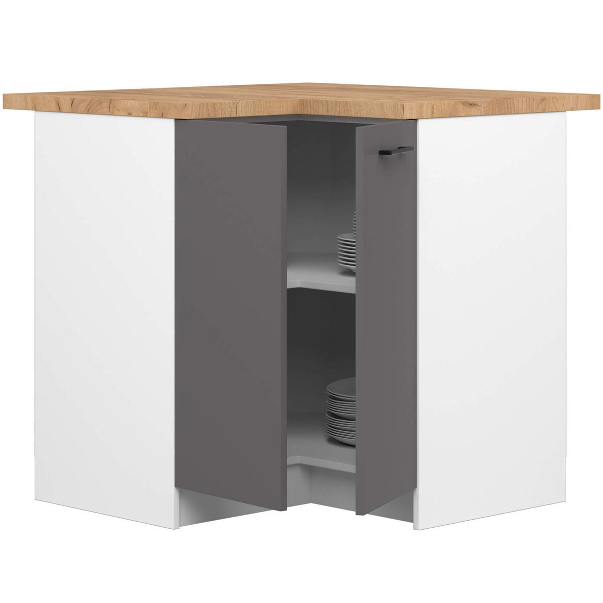 UNTERSCHRANK Weiß, Graphit Grau 85/90/46 - Weiß, Holzwerkstoff (90/85/46cm) - RAUMHIRSCH FURNITURE