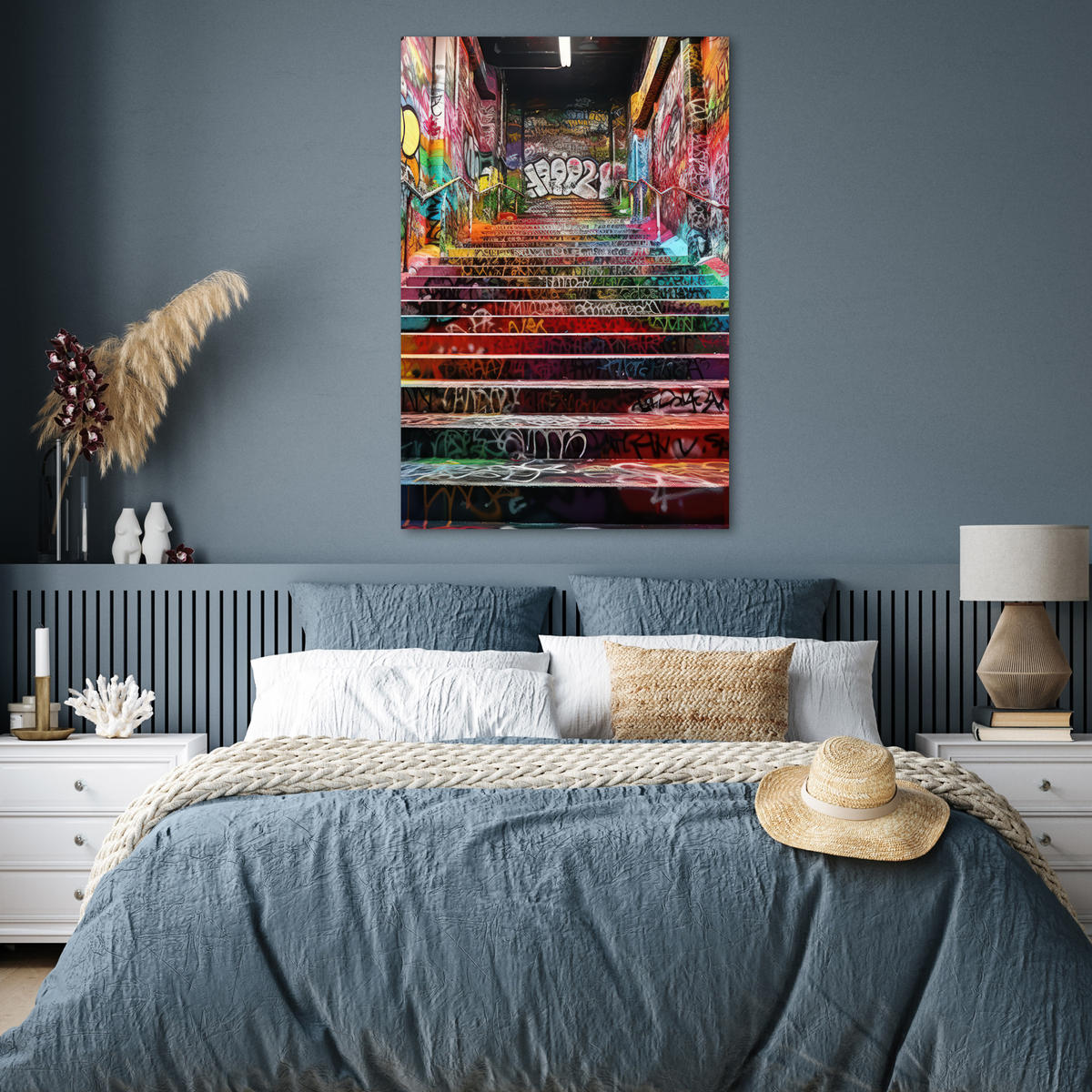 POSTER Treppe - Graffiti - Farben - Kunst 80x120 cm - Multicolor, Papier (80/120/0.1cm) - MuchoWow