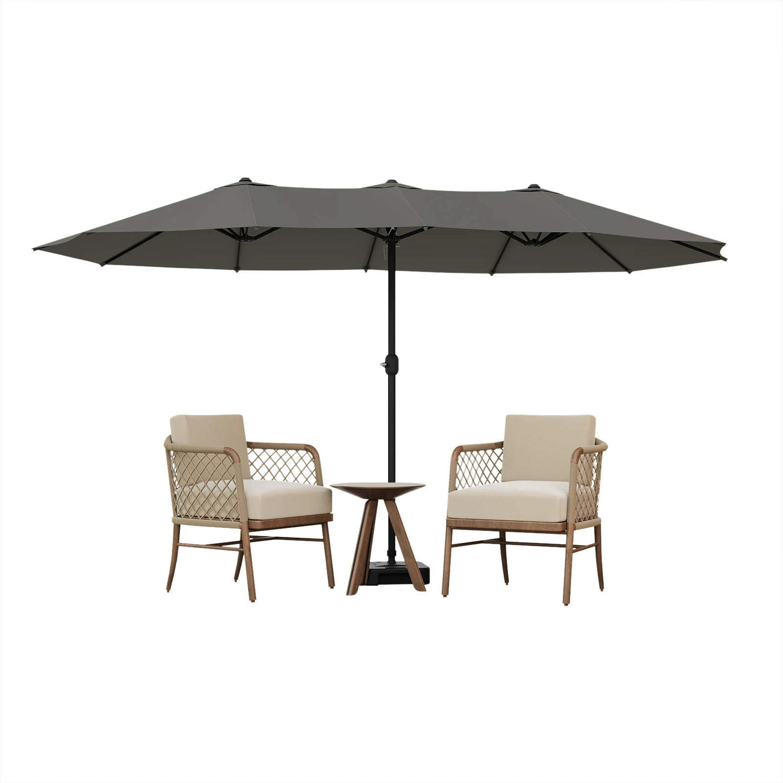 SONNENSCHIRM Kurbel Dunkelgrau 450x267 cm - Dunkelgrau, Textil/Metall (450/267cm) - Kaket