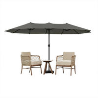 SONNENSCHIRM Kurbel Dunkelgrau 450x267 cm - Dunkelgrau, Textil/Metall (450/267cm) - Kaket