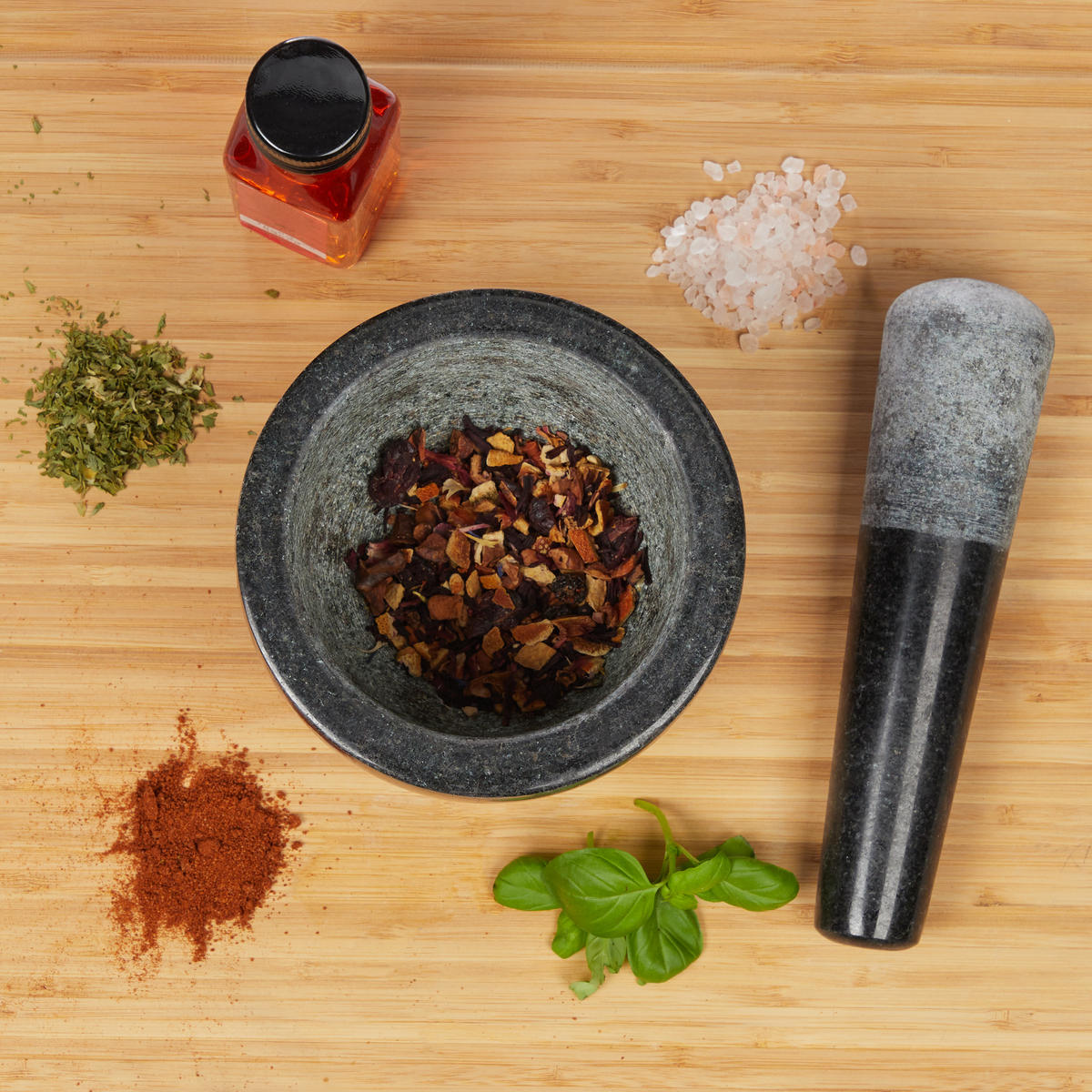 MÖRSER - Schwarz, Stein (13/13/13cm) - Relaxdays