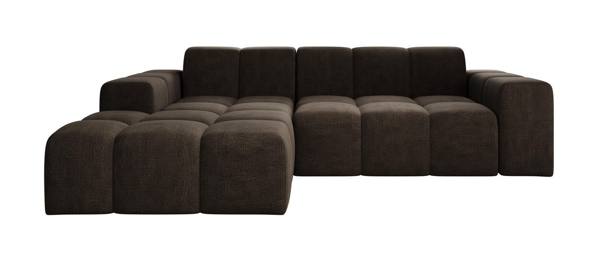 ECKSOFA Fogo ohne Schlaffuktion, L-Form, Sofa Links, Veloursstoff, 245x68x180 cm, Braun - Braun, Holz (180/245cm) - PROMETO Möbel