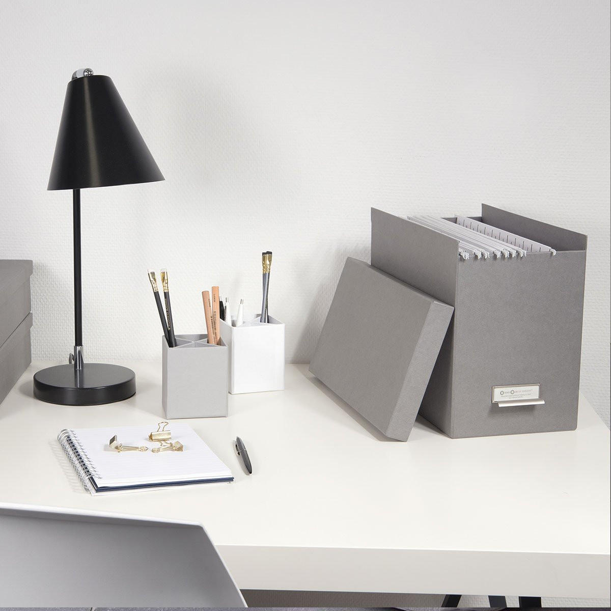 ABLAGEBOX für Hängemappen - JOHAN - 35/18,5/27 cm - Grau, Karton (18.5/27/35cm) - Calicosy