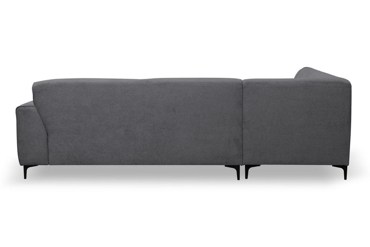 ECKSOFA Mula in L-Form, Coach Farbe: Grau, Velourstoff, Ottomane Links - Grau, Textil (210/274cm) - VENASI MÖBEL