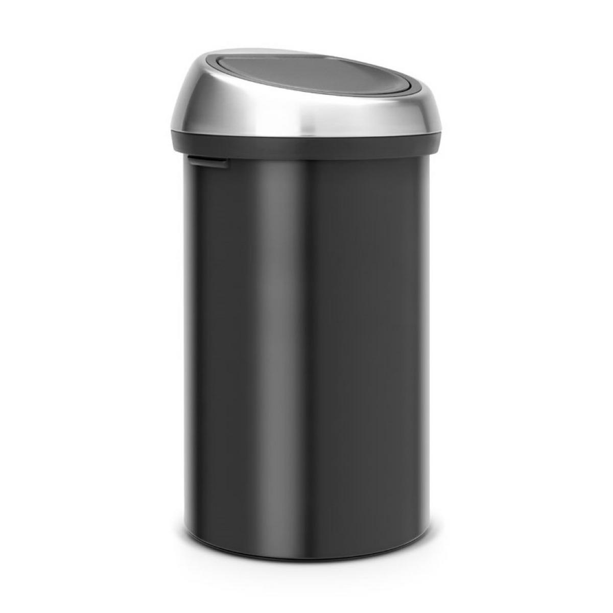 MÜLLEIMER Mit Soft Touch Öffnung 60 Liter Metall Schwarz-Matt - Schwarz, Metall (40/71/40cm) - PROREGAL