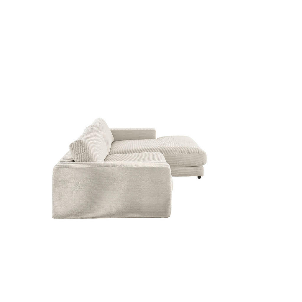 Thumbnail - Kawola Ecksofa, Hellgrau, Schwarz, Textil, Echtholz, 3-Sitzer, Füllung: Komfortschaum, Ottomane rechts, 270x190 cm, Wohn...