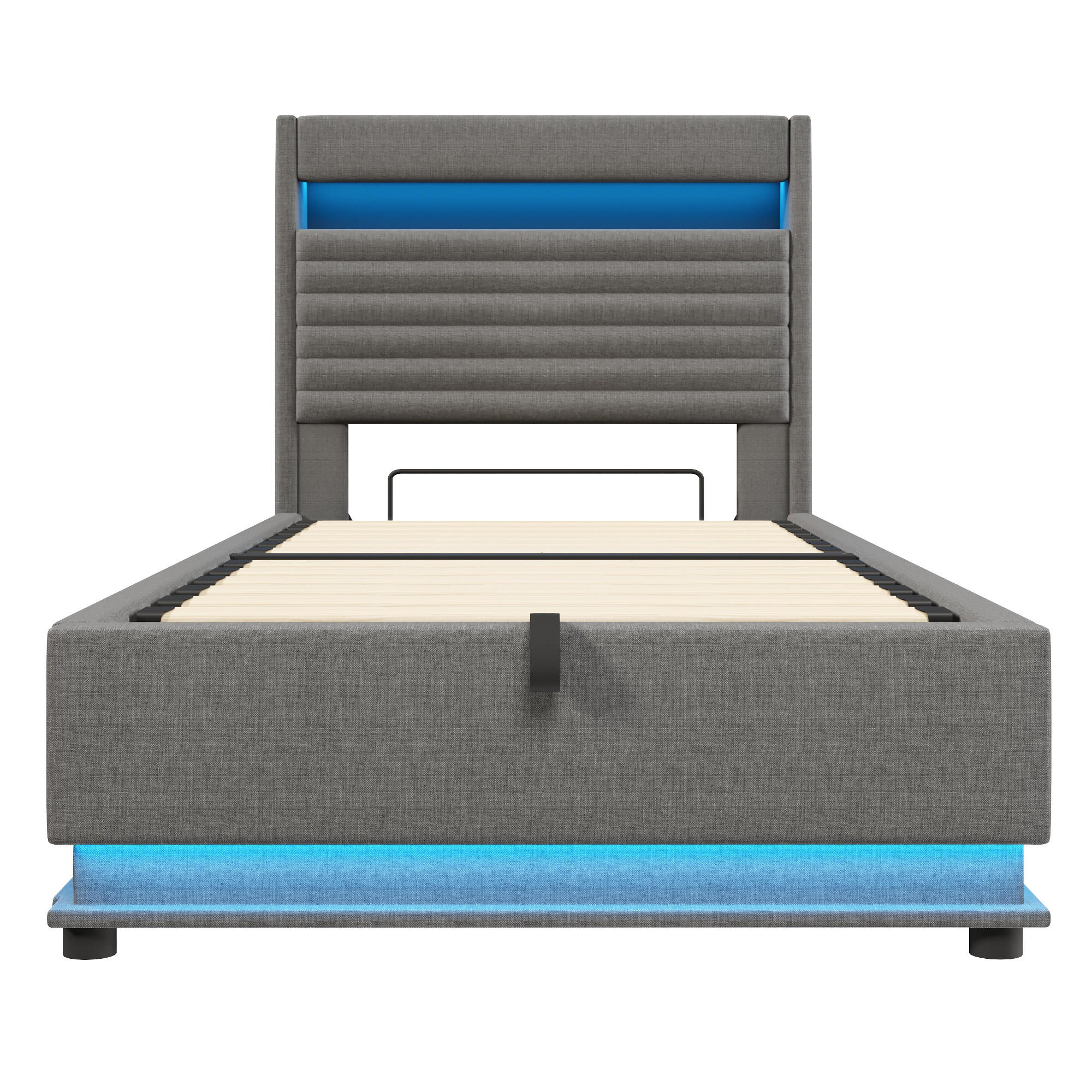 POLSTERBETT mit LED und USB Grau 90x200 cm Textil - Grau, Textil (90/200cm) - SONNENH