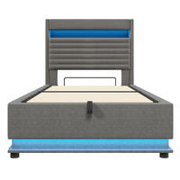 POLSTERBETT mit LED und USB Grau 90x200 cm Textil - Grau, Textil (90/200cm) - SONNENH