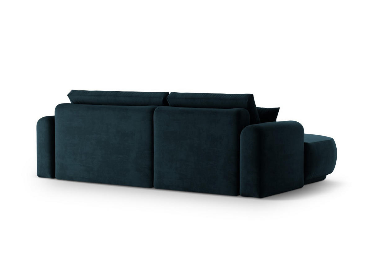 SCHLAFSOFA modular mit Bettkasten links Ella aus Samt dunkel petrol 5 Sitzplätze - Salbeigrün, Textil (174/271cm) - Micadoni