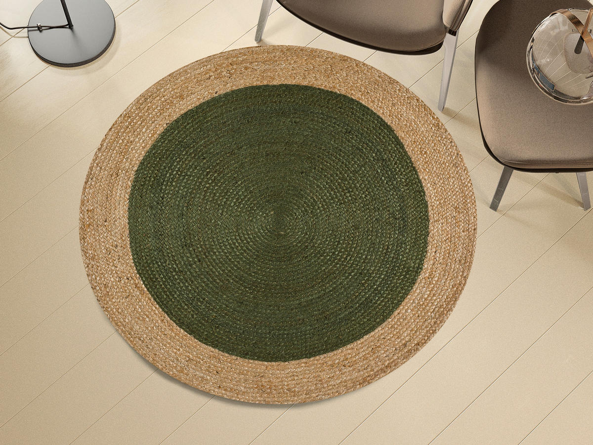 HANDWEBTEPPICH Grau Mahon 120/120 cm - Naturfarben/Grün, Naturmaterialien/Naturmaterialen (120/120cm) - Atticgo