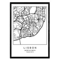 POSTER Lissabon Nordic-Stil A4 Schwarzer Rahmen - Schwarz, Papier (29.7/5/21cm) - Nacnic