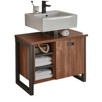 WASCHBECKENUNTERSCHRANK Eiche Stirling, Matera grau, Badmöbel Unterschrank 81 x 62 cm - Eichefarben/Grau, Holz/Holzwerkstoff (81/62/40cm)