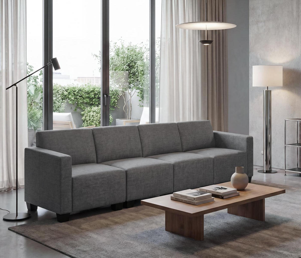 MODULAR 4-SITZER SOFA COUCH Grau - Grau, Textil (250/76/72cm) - MCW