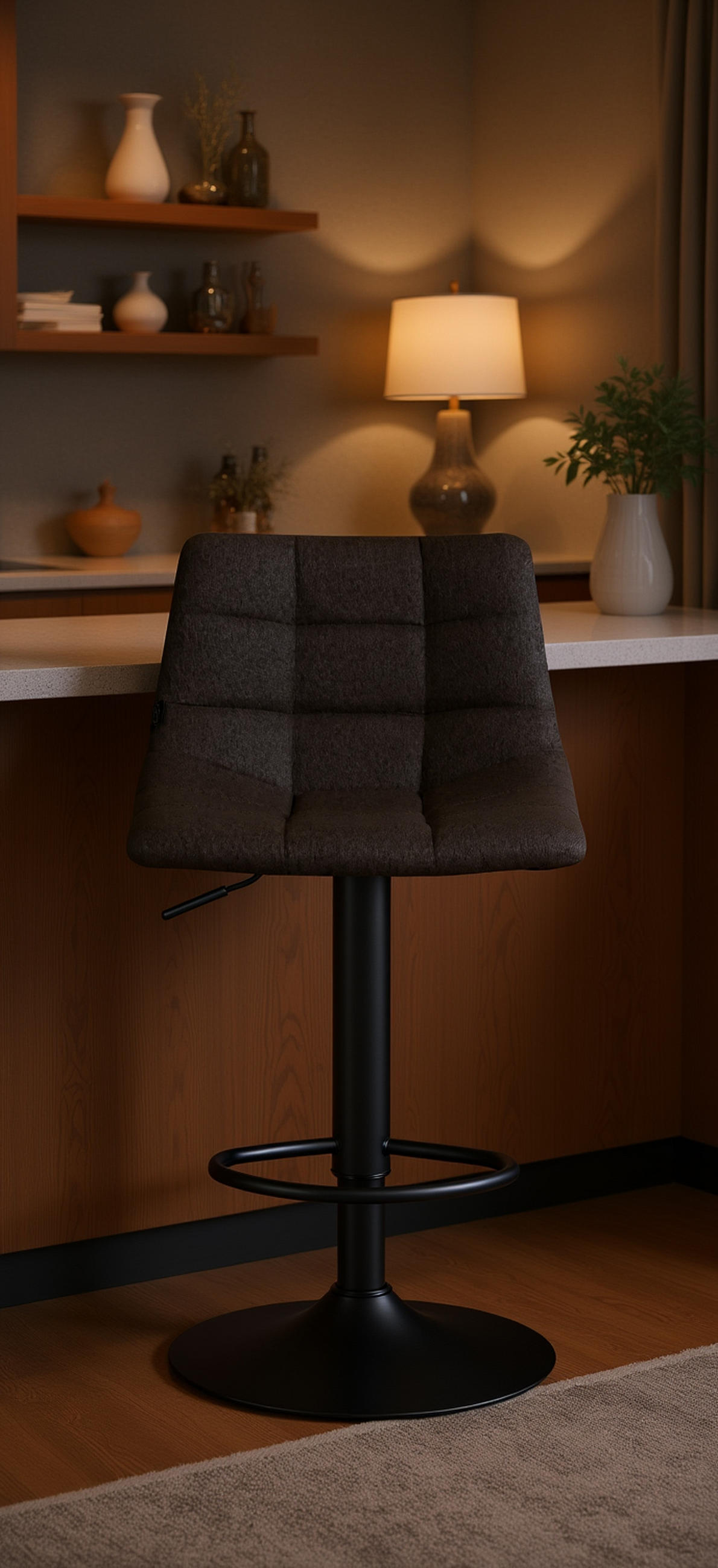 BARHOCKER 2er Set James Stoff schwarz schwarz - Schwarz, Textil/Metall (43/108.5/46.5cm) - TPFLiving