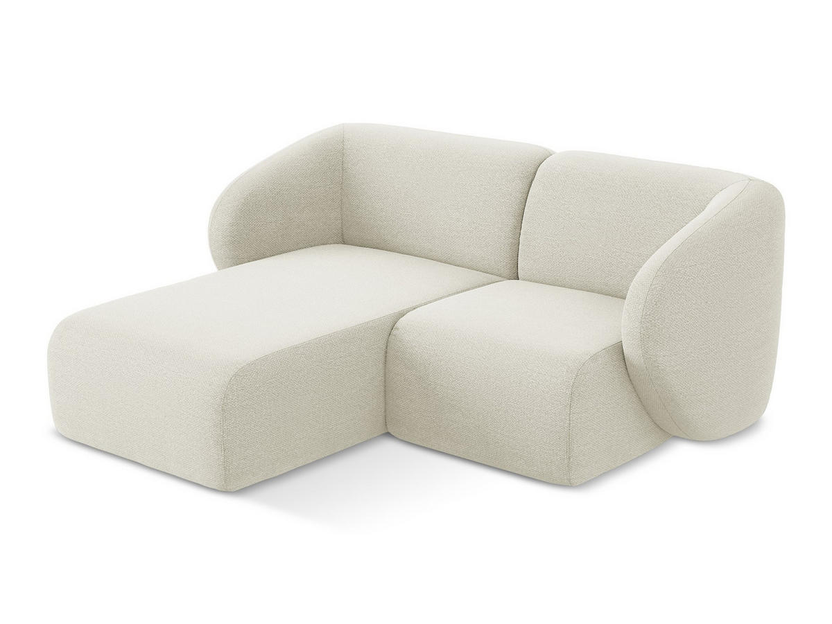 ECKSOFA Links Bouclé Stoff Beige - Sandfarben/Schwarz, Holzwerkstoff/Kunststoff (178/166cm) - Makamii