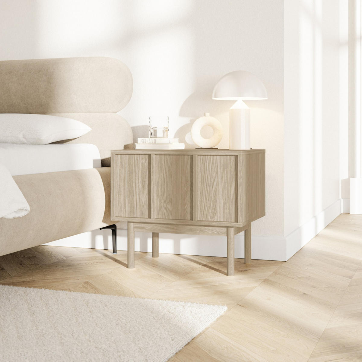 NACHTTISCH Neksto Eichenholzoptik 58 cm - Beige, Holz/Holzwerkstoff (57.9/50/40cm) - Selsey