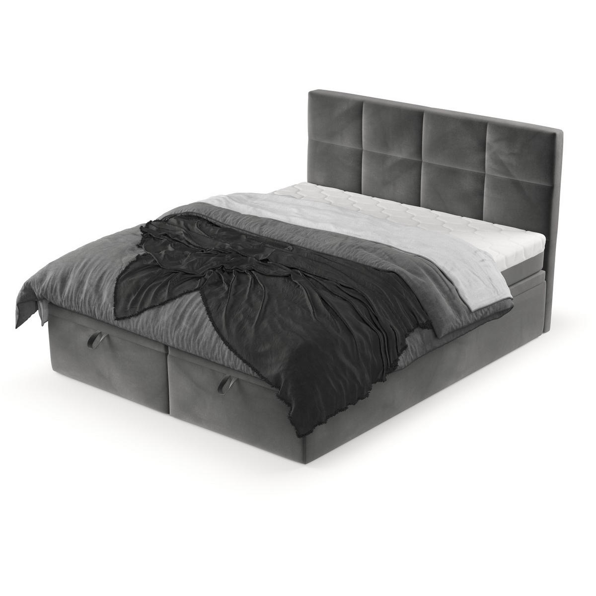 BOXBETT Tessa 180/200 cm Grau im Kronos Stoff - Schwarz/Grau, Holz/Holzwerkstoff (180/200cm) - AltaBeds