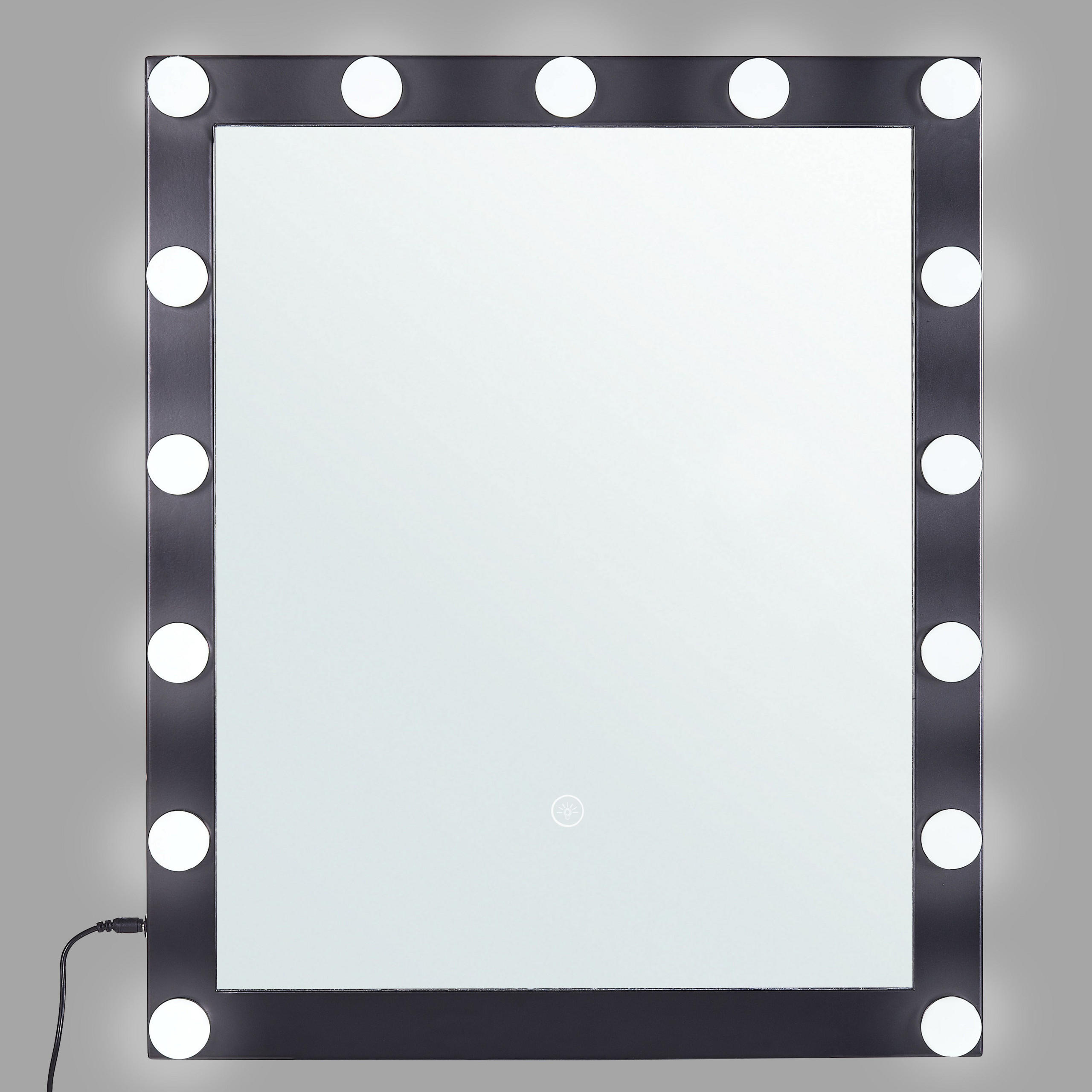 BADSPIEGEL mit LED-Beleuchtung schwarz rechteckig 50/60 cm Odenas - Schwarz, Metall (50/60/2cm) - Beliani