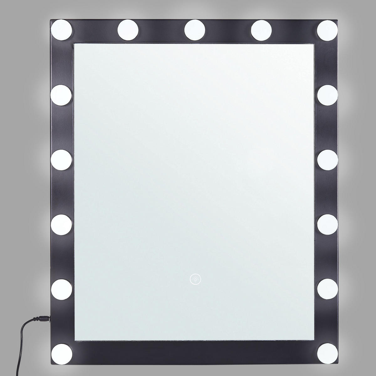 BADSPIEGEL mit LED-Beleuchtung schwarz rechteckig 50/60 cm Odenas - Schwarz, Metall (50/60/2cm) - Beliani