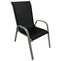 GARTENSESSEL Soratte - Metall silbergrau + Textilgewebe schwarz, 4-er Set - Silberfarben, Metall (56/95/71cm) - TPFGarden