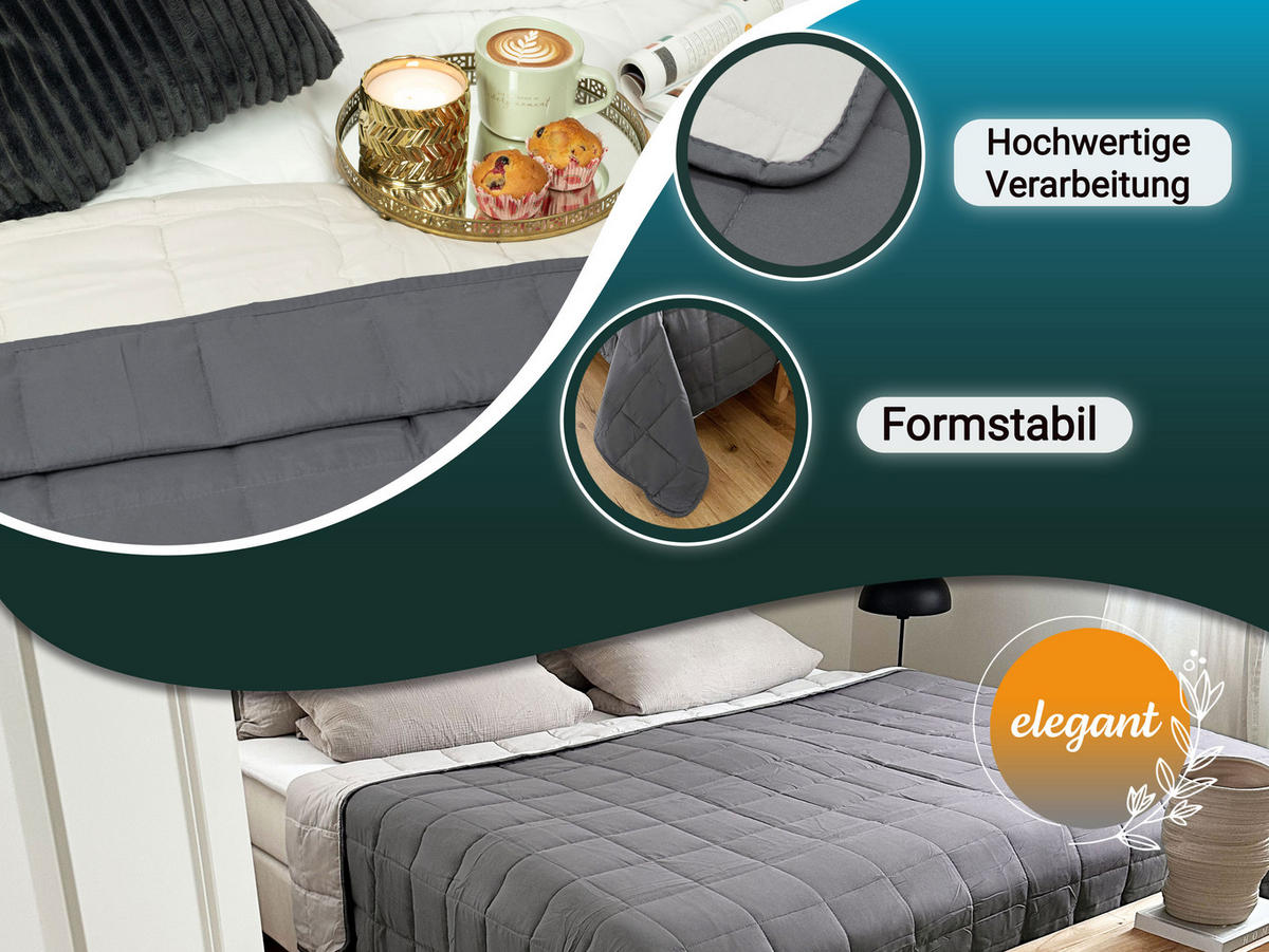 TAGESDECKE, 220x260 cm, 100% Polyester, Grau - Anthrazit, Textil (220/260cm) - Zollner