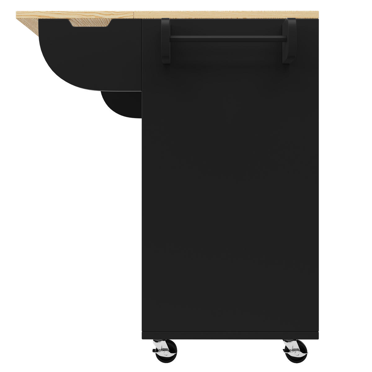 KÜCHENINSEL Küchenwagen Arbeitsplatte Schiebetüren Schwarz - Schwarz, Holzwerkstoff (110/90/42cm) - FLIEKS