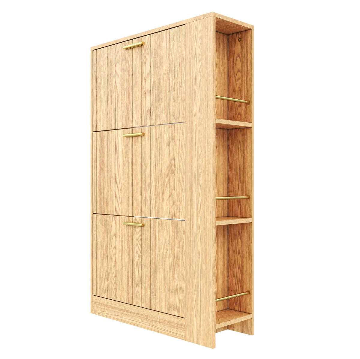 SCHUHSCHRANK 3-türig 70 x 23,5 x 115 cm MDF natur - Braun, Holz (23.5/115/70cm) - Beauniv