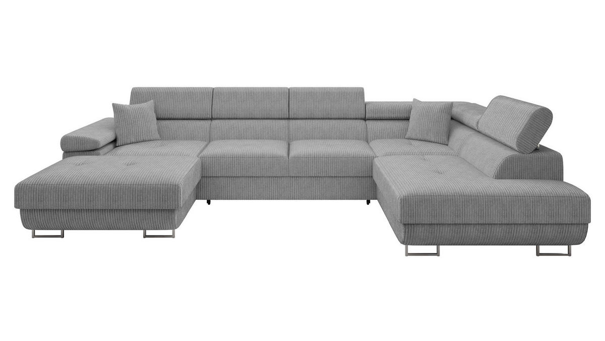 WOHNLANDSCHAFT Torezio Bis Cord, Seite: Rechts - Grau, Holz/Textil (346/90/203cm) - MIRJAN24