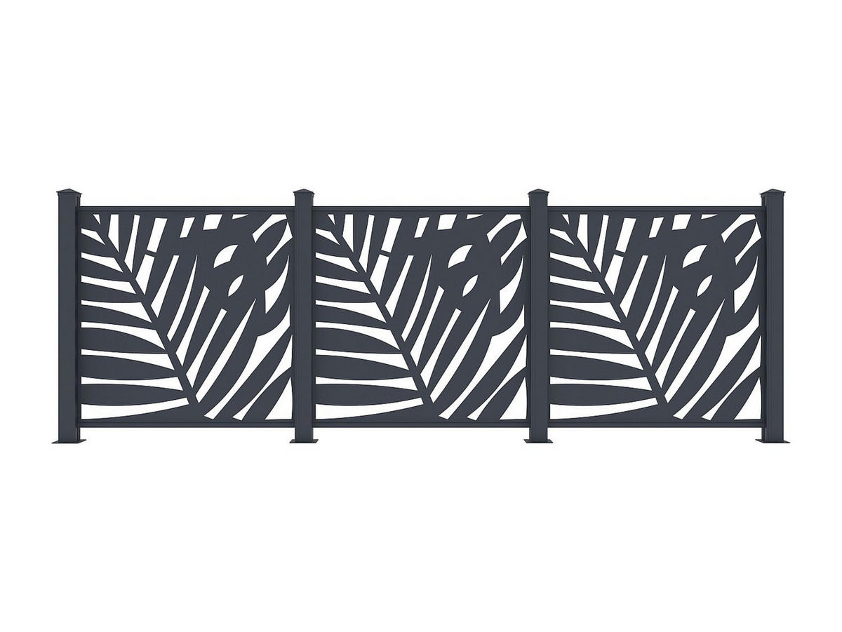 ZAUN - 102.5cm x 7.6cm - Aluminium - anthrazitgrau - TOGIRO - Anthrazit, Metall (102.5/100cm) - Vente-Unique