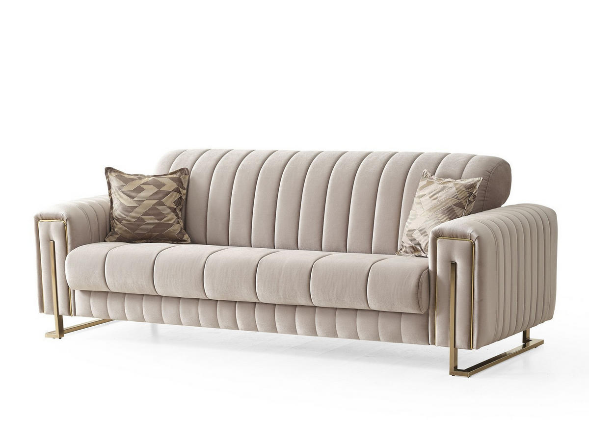 SITZGARNITUR Kochi, Beige Stellvariante 3+2 - Beige, Holzwerkstoff/Metall (243/85/95cm)