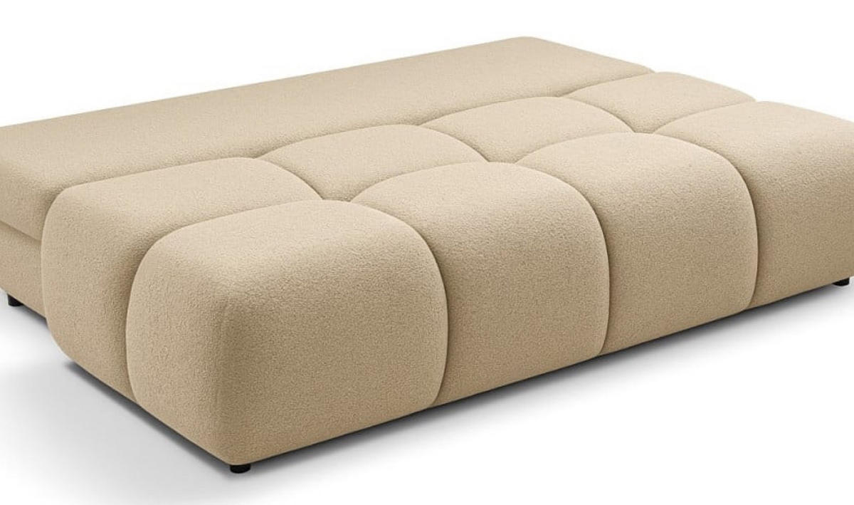 SITZMÖBEL Beige MILA Ausziehbar Ohne Armlehnen Bouclé - Beige, Textil (214/89/104cm) - Sepro Meble